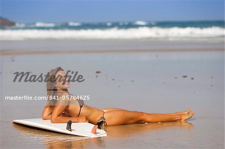 Frau, Esquinzo Strand, Cotillo, Fuerteventura. Kanarische Inseln, Spanien, Atlantik, Europa