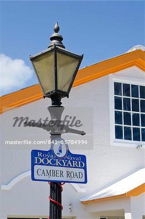 Panneau de signalisation à l'arsenal Royal, les Bermudes, l'Amérique centrale