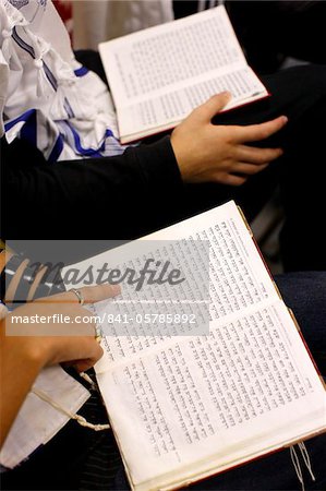 Torah reading in a synagogue, Paris, France, Europe