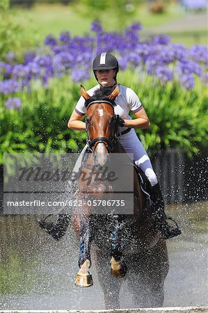 Pferd Reiter Crossing Wasser, Pferdesport-Ereignis