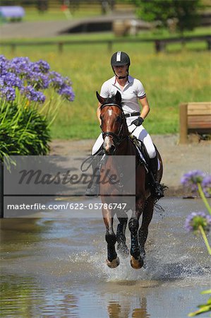 Pferd Reiter Crossing Wasser, Pferdesport-Ereignis