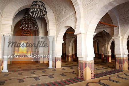 Salle de prière de la grande mosquée, Medina, Sousse, Tunisie, Afrique du Nord, Afrique
