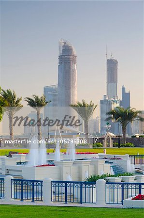 City skyline from the Corniche, Abu Dhabi, United Arab Emirates, Middle East