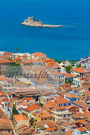 Nafplion town, Bourtzi island, Peloponnese, Greece, Europe
