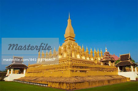 Pha That Luang, symbole de la souveraineté du Laos, de religion bouddhiste et de la ville de Vientiane, Vientiane, Laos, Indochine, Asie du sud-est, Asie