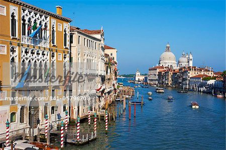 The Grand Canal and the Church of Santa Maria della Salute in the distance, viewed from the Academia Bridge, Venice, UNESCO World Heritage Site, Veneto, Italy, Europe