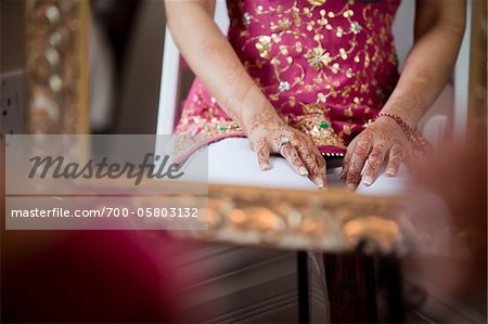 Mains de la mariée décorées avec Mendhi