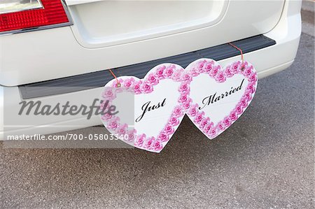 Just Married Sign on Back of Vehicle