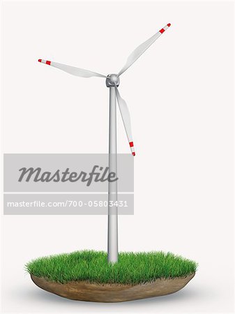 Wind Turbine in Patch of Grass Wind Turbine in Patch of Grass