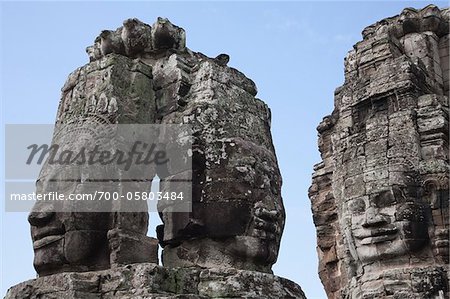 Visages de pierres, Temple du Bayon, Angkor Thom, Siem Reap, Cambodge