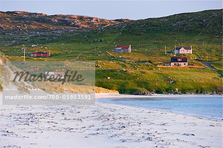 Hillside Cottages Overlooking Beach, Isle of Harris, Outer Hebrides, Scotland