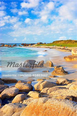 Rocky Coastline and Beach, Brignogan-Plage, Finistere, Brittany, France