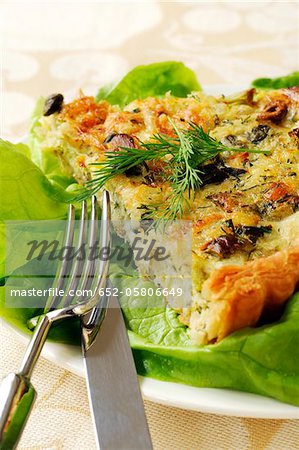 Cod,leek,dill and caper flaky pastry tart