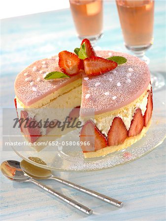 Fraisier,strawberry and whipped cream cake Fraisier,strawberry and whipped cream cake