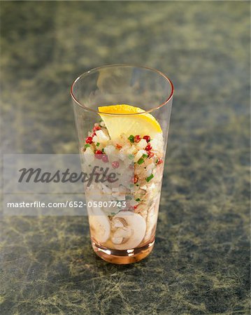 Bass tartare and mushroom Verrine