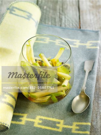 Kiwi,avocado and green apple salad with honey and agave syrup