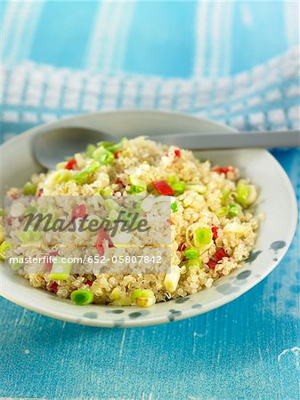 Pan-fried quinoa with spring onions and Del piquillo peppers