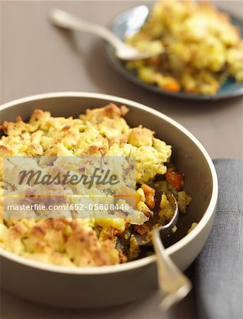 Crumble de savoureux légumes et fromage à la crème