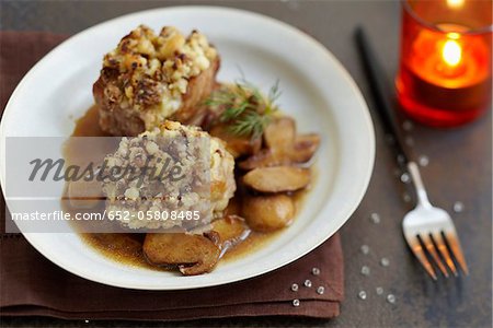 Crumble salé de veau aux cèpes