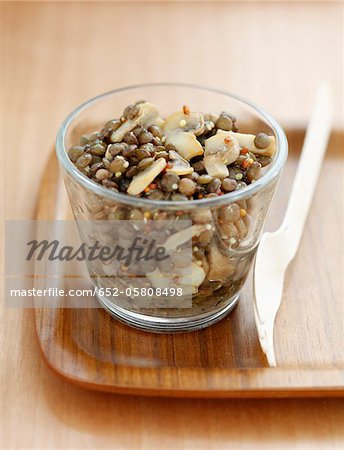 Lentil and mushroom salad