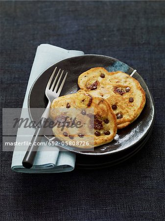 Banana and chocolate chip pancakes