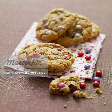 Chocolate chip and Smarties cookies