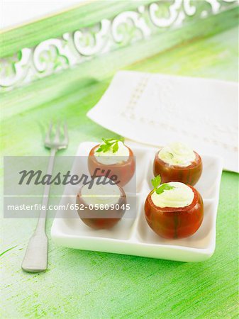 Italian tomatoes stuffed with mascarpone and parsley Italian tomatoes stuffed with mascarpone and parsley