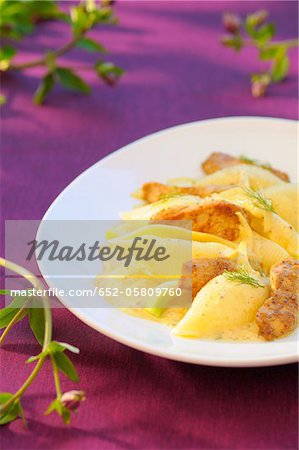 Conchiglioni with traditional mustard sauce and fennel