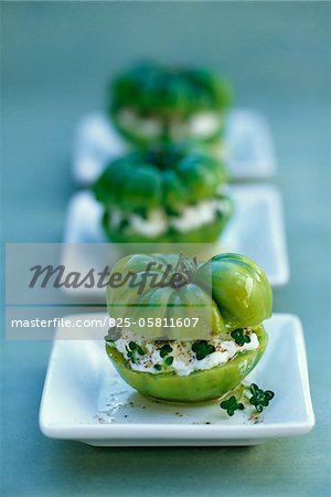 Tomatoes stuffed with fresh goat's cheese and thyme