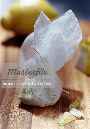 Lemon rinds in cloth purse