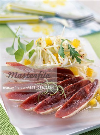 Duck breast carpaccio with cabbage