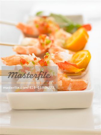 Shrimp and pepper skewers