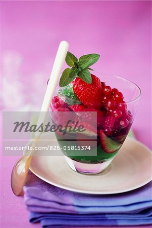 Minze-Gelee mit Sommer Obst