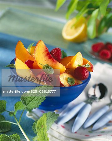 Nectarine and raspberry fruit salad