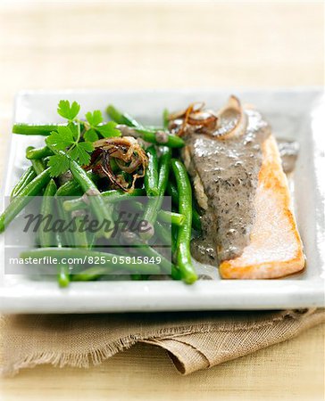Salmon fillet with creamy olive sauce