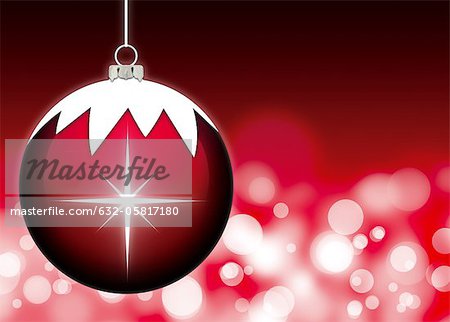 Christmas ornament on red background