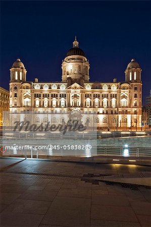 Port of Liverpool Building at Pier Head in Liverpool, Merseyside, England, UK. Designed by Designed by Sir Arnold Thornley