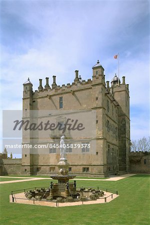 Bolsover Castle. View of the Little Castle from the south with the Venus fountain in the foreground.