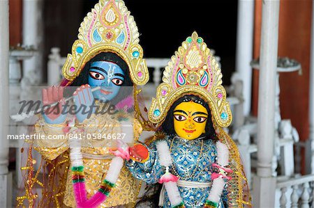 Divinités Sri Krishna et Sri Radhika (Radha) dans le Lady temple, Kalna, West Bengal, Inde, Asie