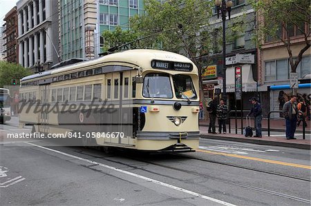 Tramway ligne Vintage F, chariot marché Street, San Francisco, Californie, États-Unis d'Amérique, Amérique du Nord
