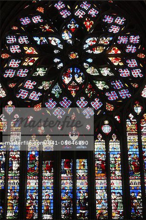 Jüngste Gericht, Fensterrose, St.-Stephans Kathedrale von Sens, Yonne, Burgund, Frankreich, Europa