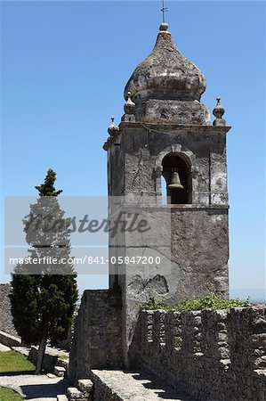 Bell tower on the walls of the castle, formerly a royal residence, at Montemor-o-Velho, Beira Litoral, Portugal, Europe