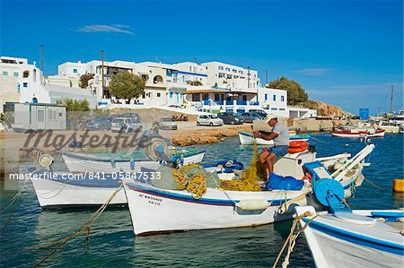 Karavostasis village et le principal port, Folegandros, Cyclades, îles grecques, mer Égée, en Grèce, Europe