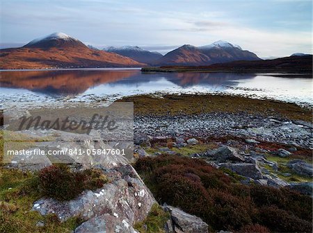 A beautiful late autumn morning at Upper Loch Torridon in the Scottish Highlands, near Shieldaig, Scotland, United Kingdom, Europe