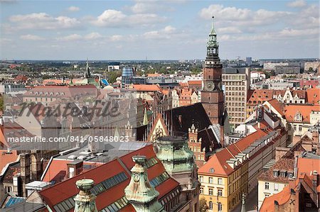 Old Town rooftops viewed from Marii Magdaleny Church, Wroclaw, Silesia, Poland, Europe