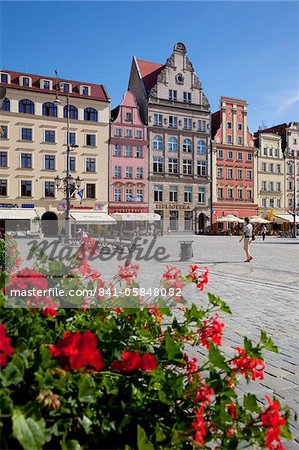 Place du marché de restaurant, Old Town, Wroclaw, Silésie, Pologne, Europe