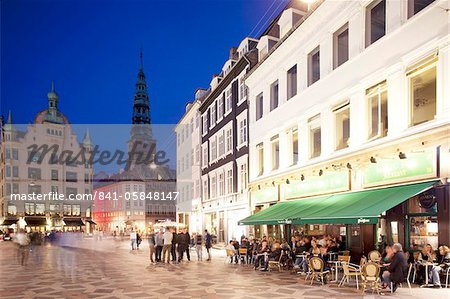 Restaurants at dusk, Armagertorv, Copenhagen, Denmark, Scandinavia, Europe