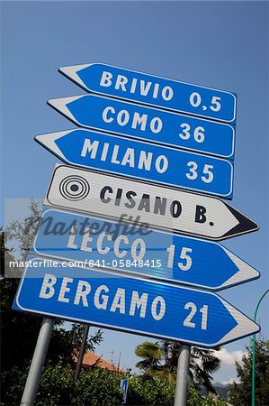Sign, Lake Como, Lombardy, Italian Lakes, Italy, Europe Sign, Lake Como, Lombardy, Italian Lakes, Italy, Europe