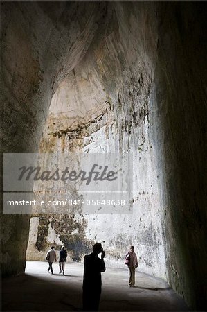 Interior of the Orecchio di Dionisio cavern, Neapolis, Siracusa, Sicily, Italy, Europe