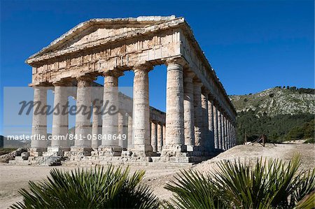 View of the Greek Doric Temple, Segesta, Sicily, Italy, Europe